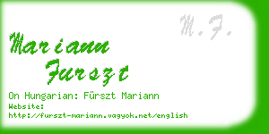 mariann furszt business card