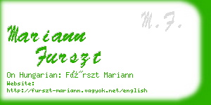mariann furszt business card